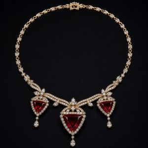 Crimson Trio Drop Necklace