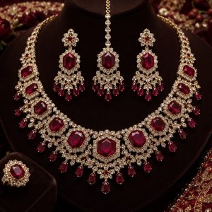 Regal Ruby Bridal Necklace Set