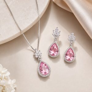 Rose Crystal Teardrop Set