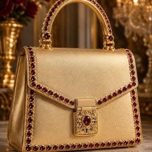 Royal Gold Ruby Crown Bag