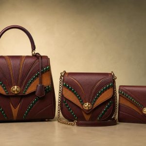 Emerald Elegance Three-Piece Handbag Set